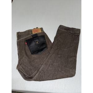 Levi's 501 Men's Original Fit Jeans 46x34- Brown- Leather Back Pockets Rare EUC